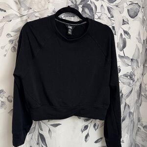 Athleta Black Cropped Crewneck Sweatshirt
